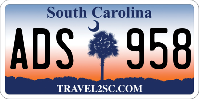 SC license plate ADS958