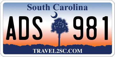 SC license plate ADS981