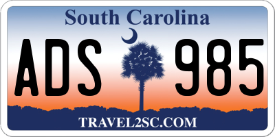 SC license plate ADS985