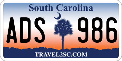 SC license plate ADS986