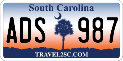 SC license plate ADS987
