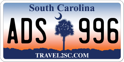 SC license plate ADS996