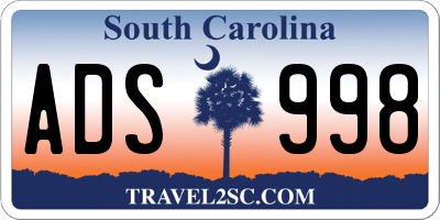 SC license plate ADS998