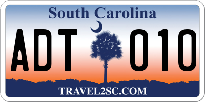 SC license plate ADT010