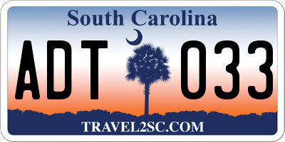 SC license plate ADT033