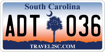 SC license plate ADT036