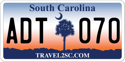 SC license plate ADT070