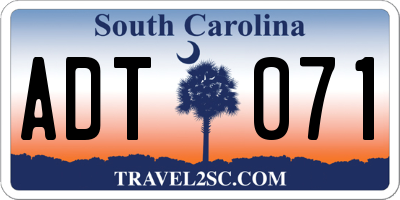 SC license plate ADT071