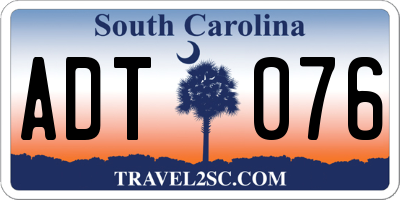 SC license plate ADT076