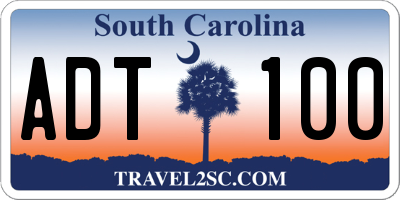 SC license plate ADT100