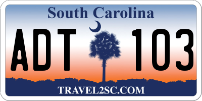 SC license plate ADT103