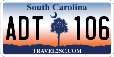 SC license plate ADT106