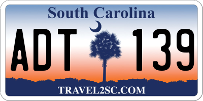 SC license plate ADT139