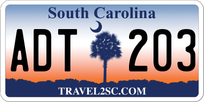 SC license plate ADT203