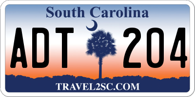 SC license plate ADT204