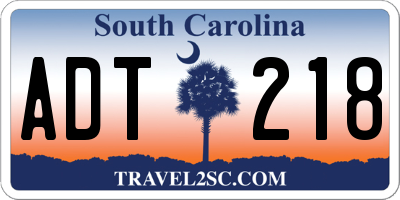 SC license plate ADT218