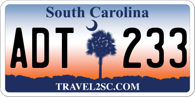 SC license plate ADT233