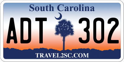 SC license plate ADT302