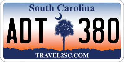 SC license plate ADT380