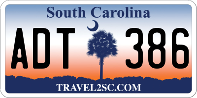SC license plate ADT386