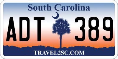 SC license plate ADT389