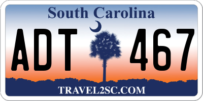 SC license plate ADT467