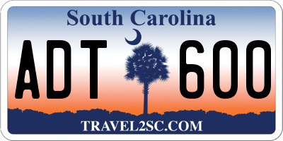 SC license plate ADT600