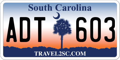 SC license plate ADT603