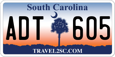 SC license plate ADT605