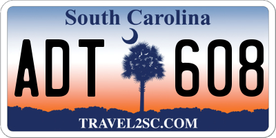 SC license plate ADT608