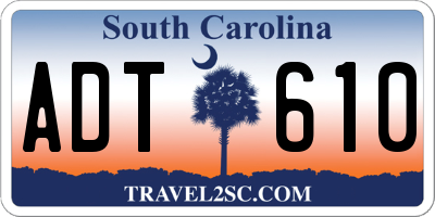 SC license plate ADT610
