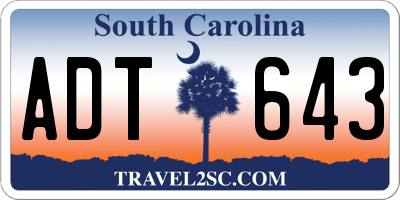 SC license plate ADT643