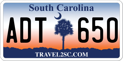 SC license plate ADT650