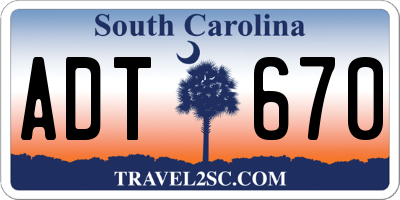 SC license plate ADT670