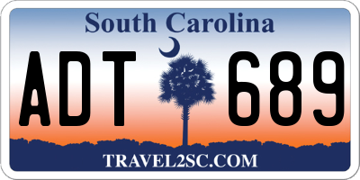 SC license plate ADT689