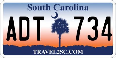SC license plate ADT734
