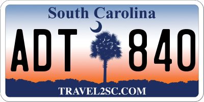 SC license plate ADT840