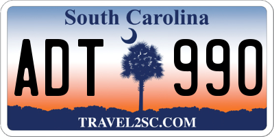 SC license plate ADT990