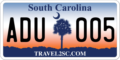 SC license plate ADU005