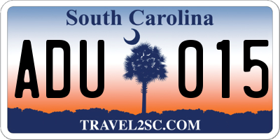 SC license plate ADU015