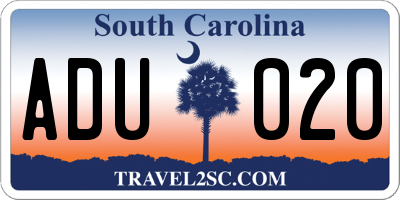 SC license plate ADU020