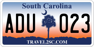 SC license plate ADU023