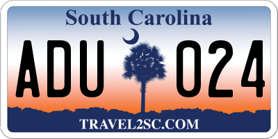 SC license plate ADU024