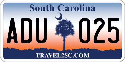 SC license plate ADU025