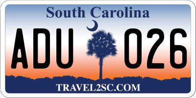 SC license plate ADU026