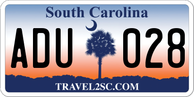 SC license plate ADU028