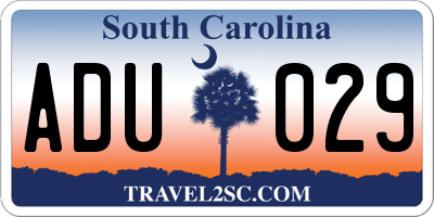 SC license plate ADU029