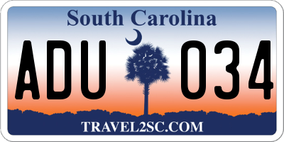 SC license plate ADU034