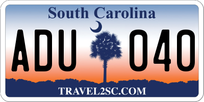 SC license plate ADU040