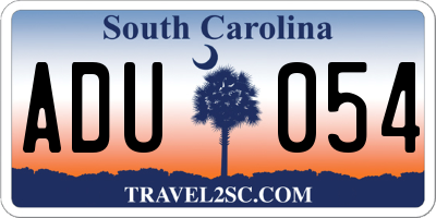 SC license plate ADU054